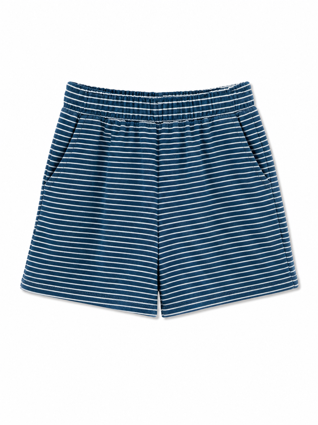 Stripe drawstring knit shorts