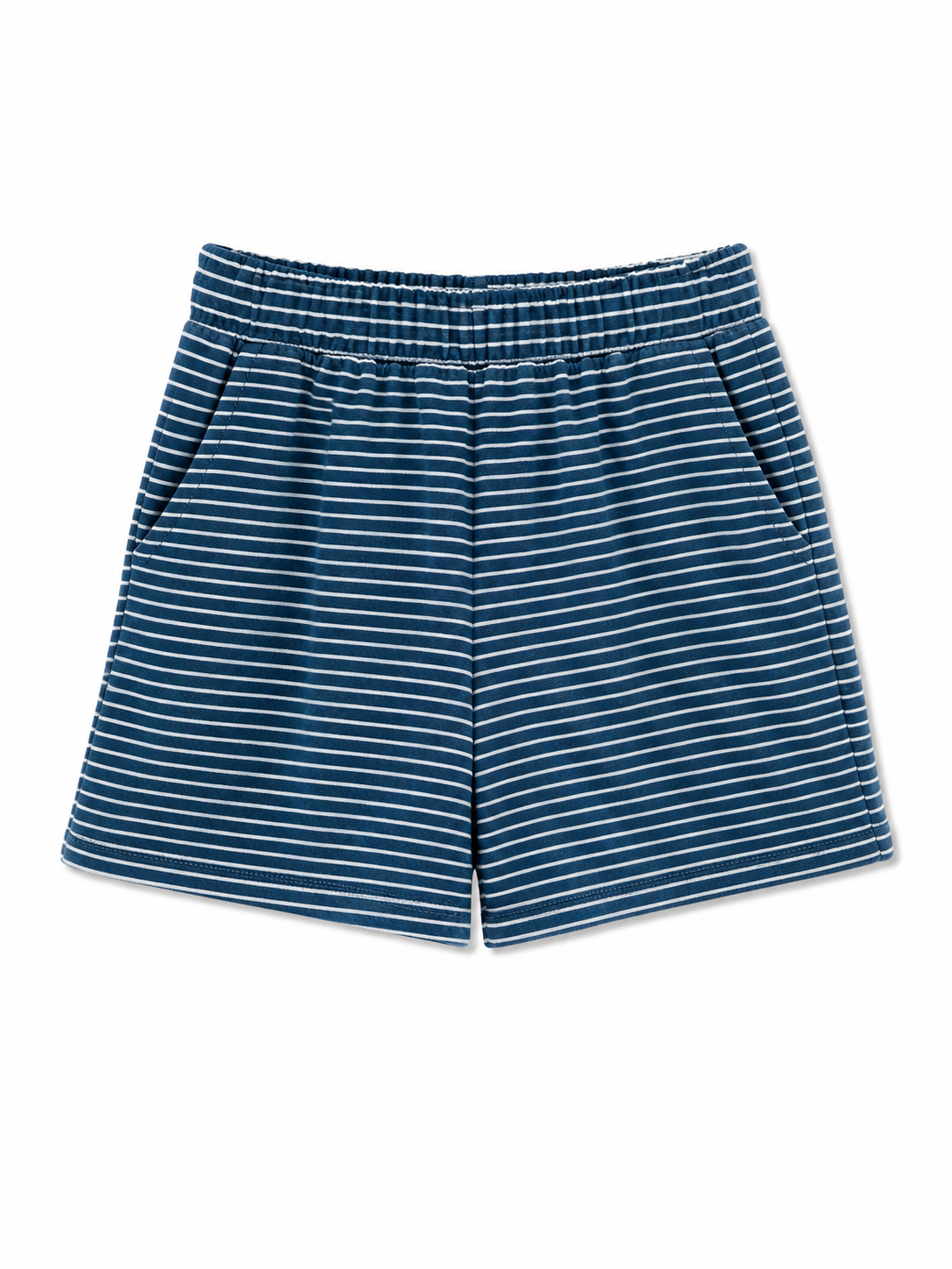 Stripe drawstring knit shorts