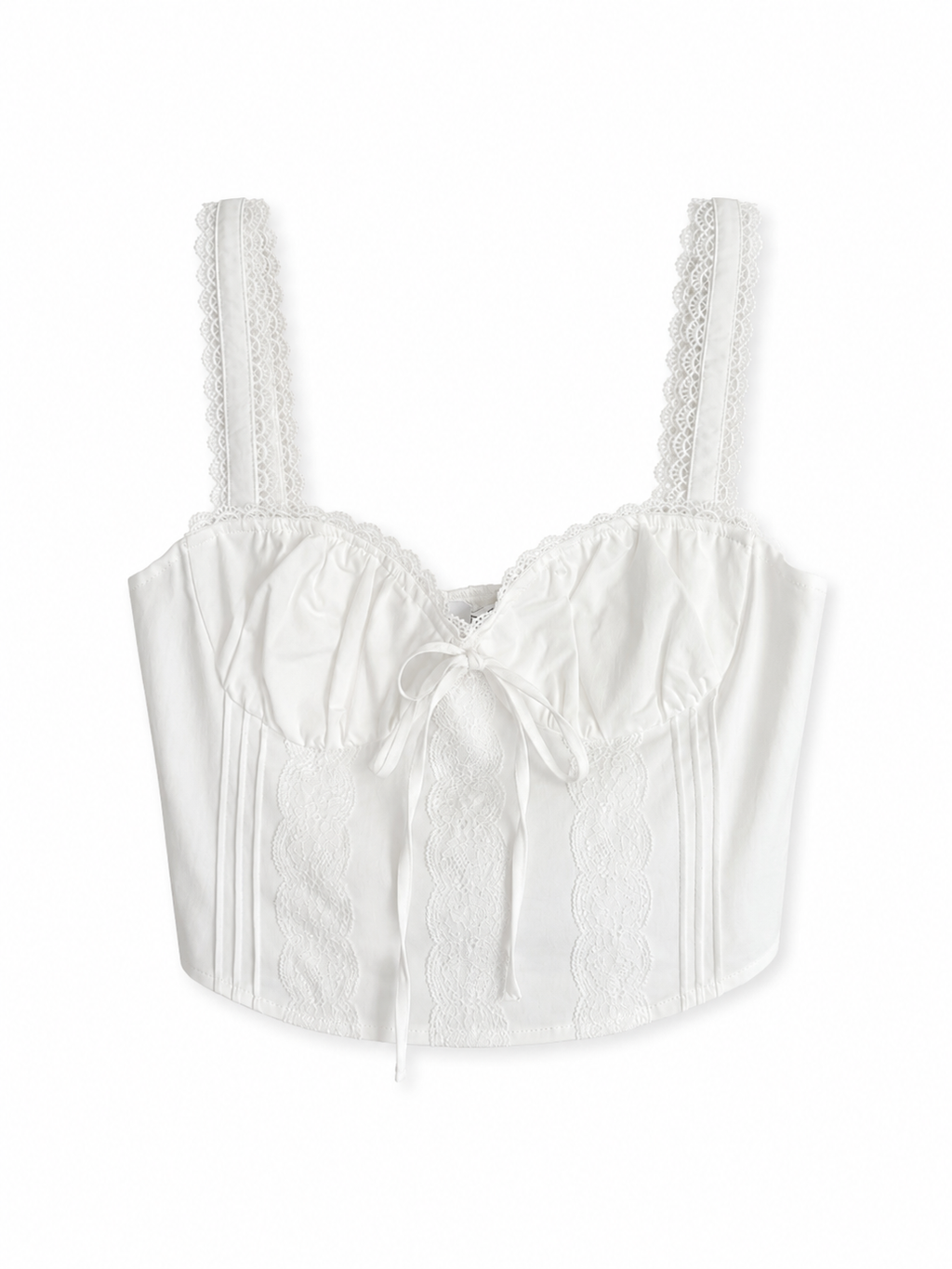 White Lace trim corset crop top