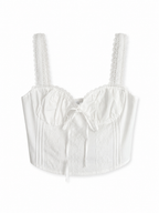 White Lace trim corset crop top