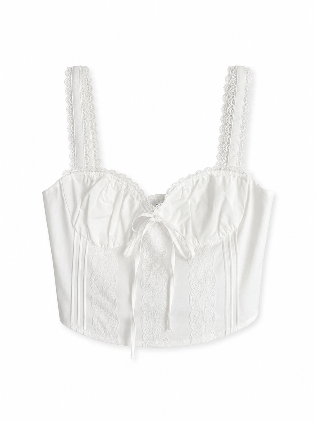 White Lace trim corset crop top