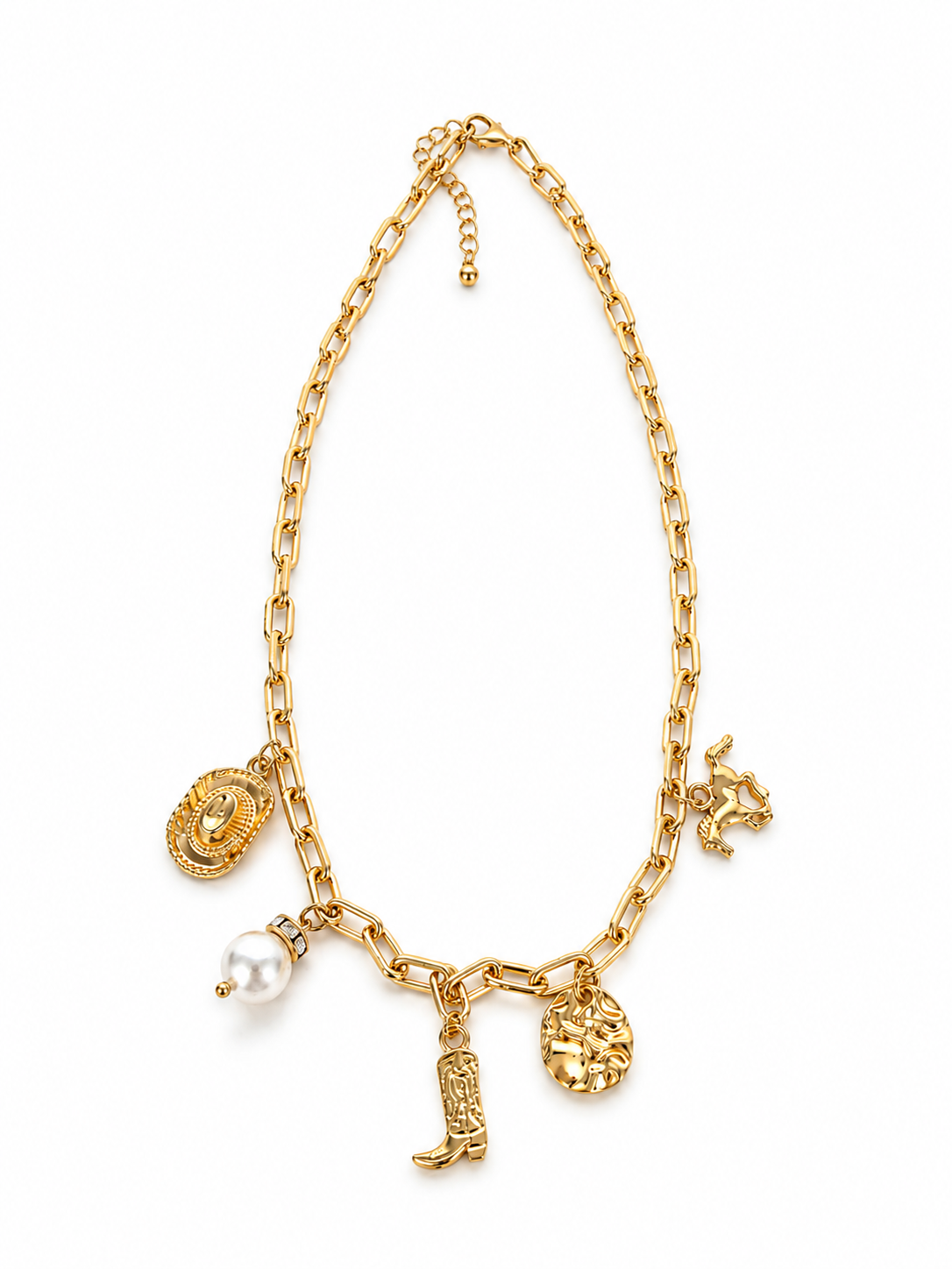 Western boot star hat horseshoe charm necklace