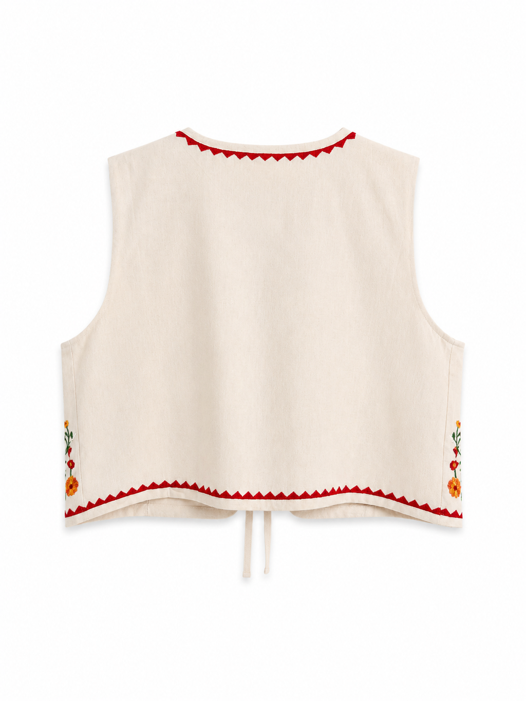 Floral Embroidered Cream Colored Vest