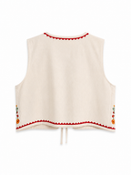 Floral Embroidered Cream Colored Vest