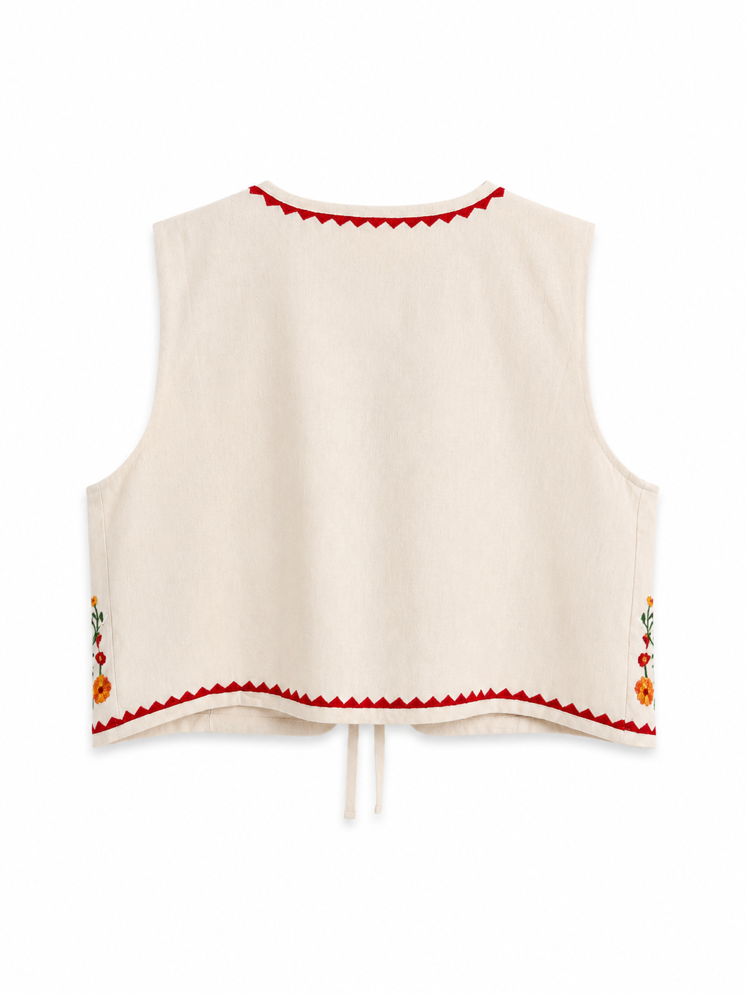 Floral Embroidered Cream Colored Vest