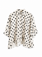 Black Polka Dot Ruffle Hem Oversized Blouse