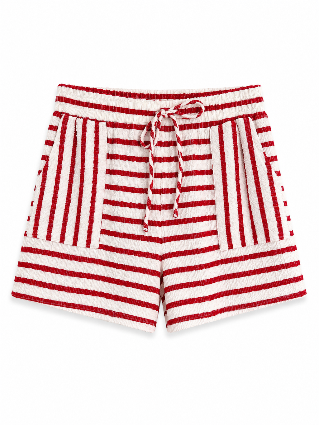 Striped Terry Cloth Casual Shorts