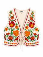 Floral Embroidered Cream Colored Vest
