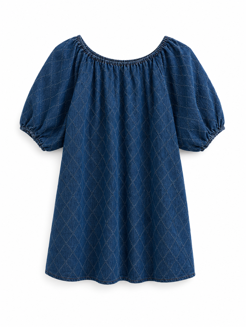 Denim Dress with gathered neckline