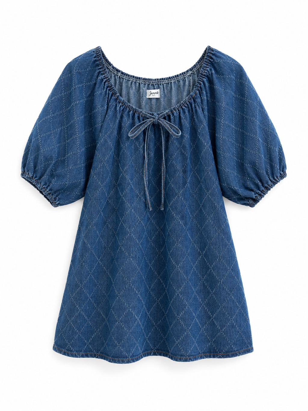 Denim Dress with gathered neckline