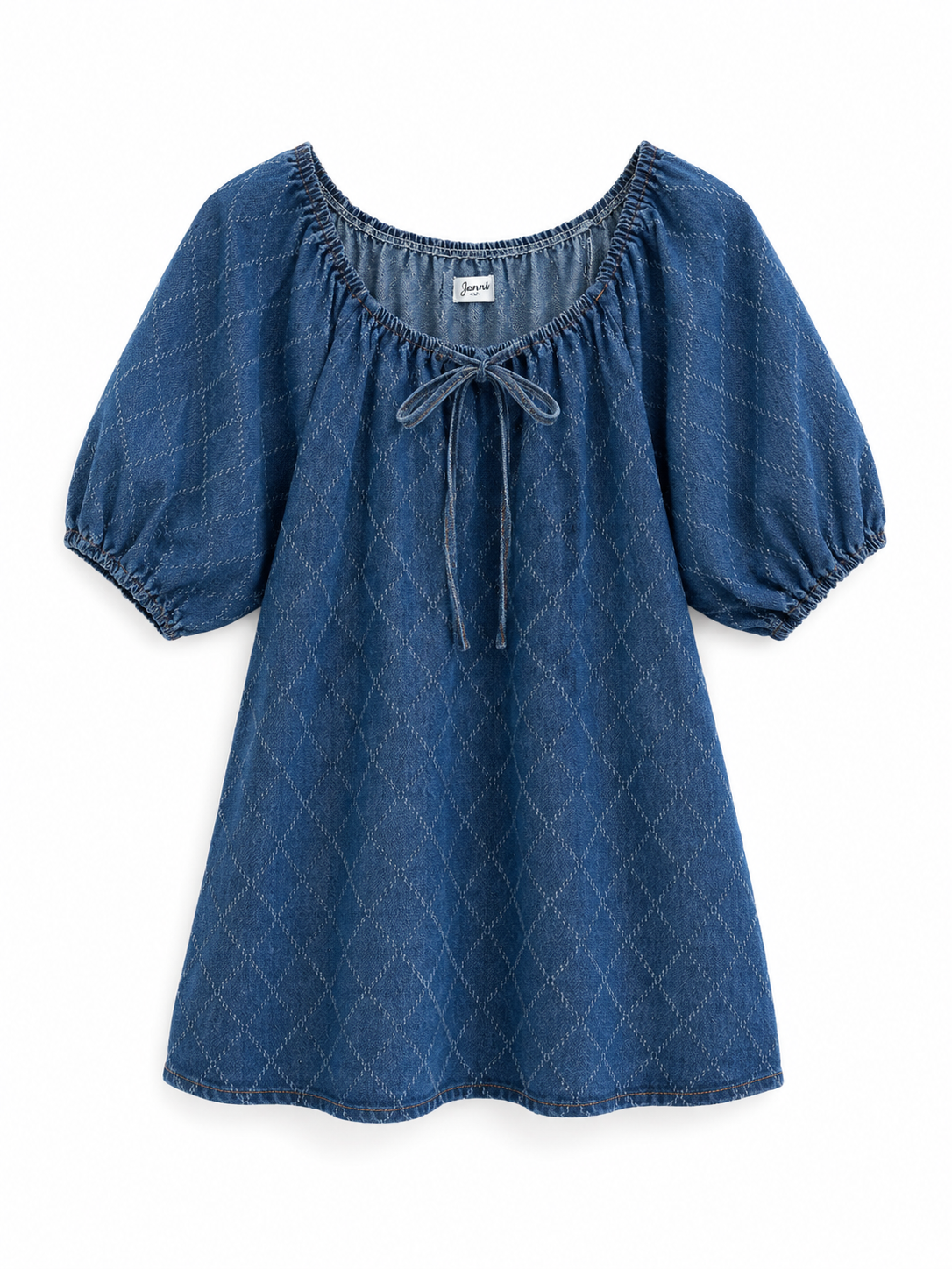 Denim Dress with gathered neckline