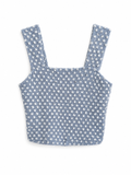 Light Blue Textured Knit Crop Top