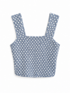 Light Blue Textured Knit Crop Top