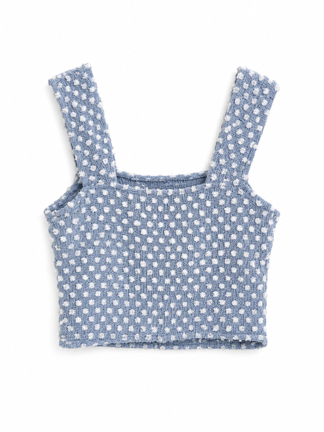 Light Blue Textured Knit Crop Top
