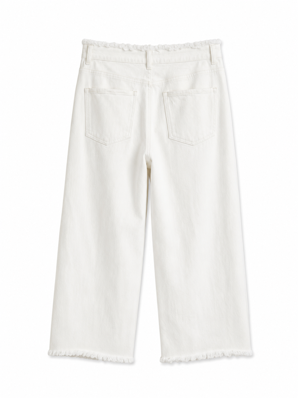 White frayed waist jeans