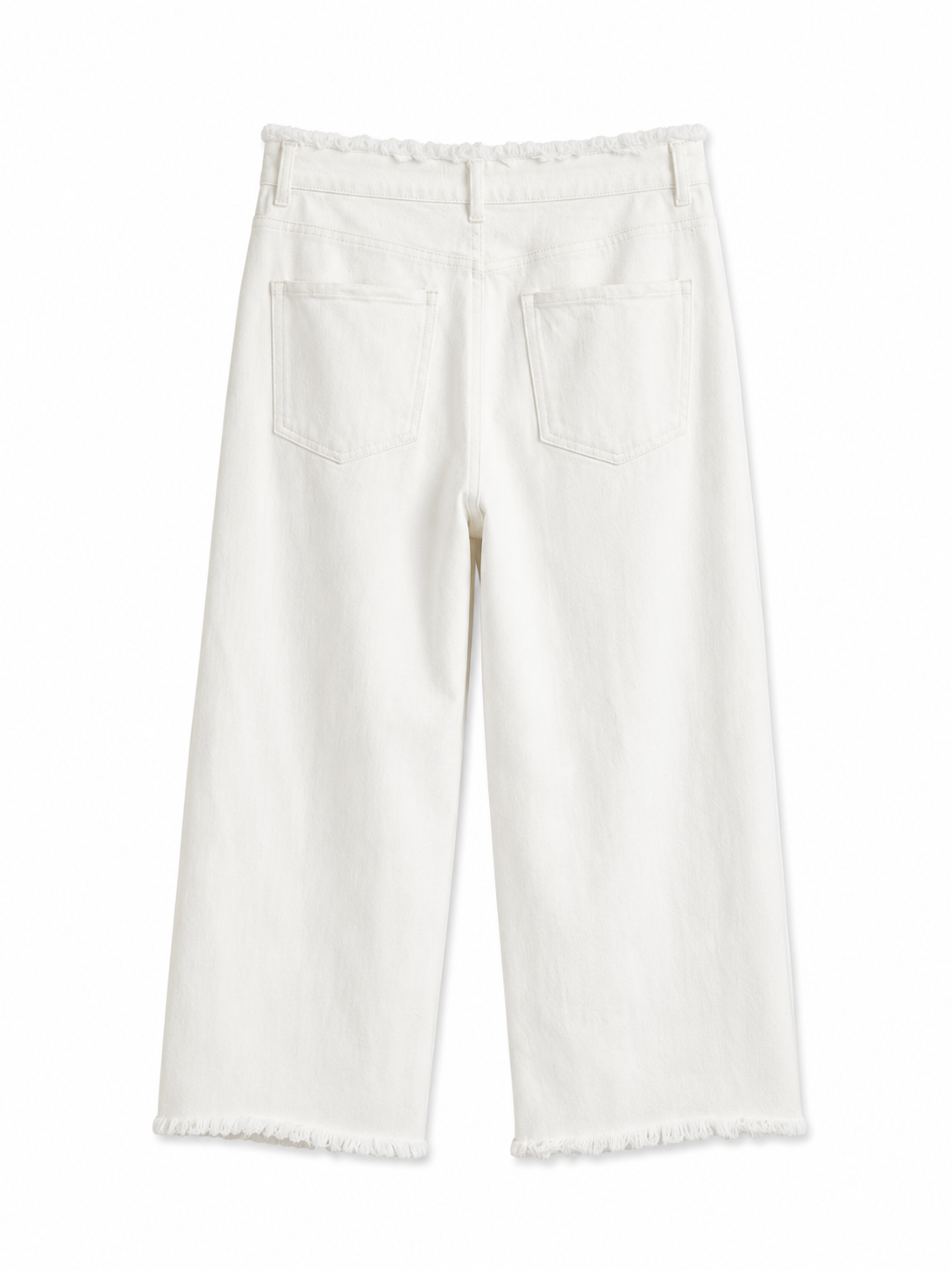 White frayed waist jeans