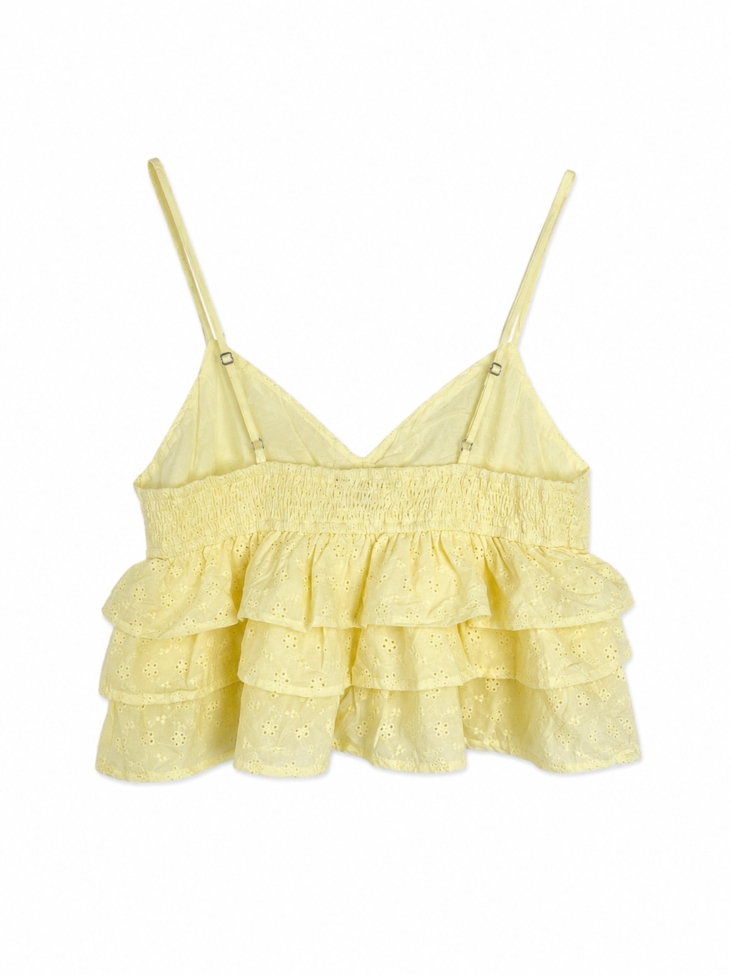 Eyelet Yellow Front Tie Cami Top