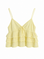 Eyelet Yellow Front Tie Cami Top