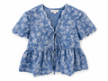 Floral Embroidery front tie blouse